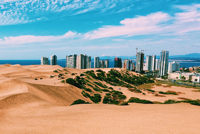 Dunes near the sea, giant mountains of sand near Reñaca